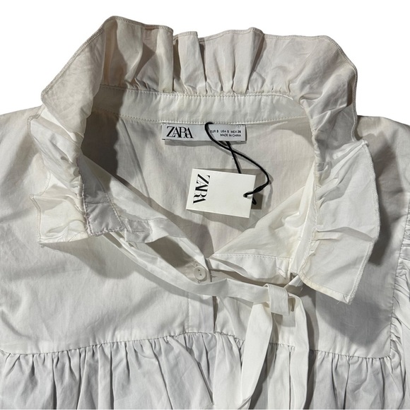 ZARA Gray Knit Sweater w/ White Bow Tie Collar NWT - Picture 2 of 5